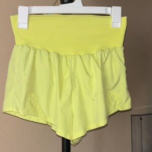 Free People Neon Yellow High-Waist Athletic Shorts